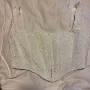 Princess Polly White Beaded Corset Crop Top